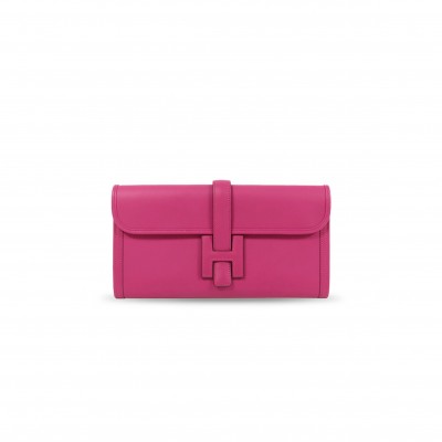 HERMES SWIFT LEATHER JIGE ELAN 29 CLUTCH BAG IN MAGNOLIA PINK (29*15.5*3cm) 